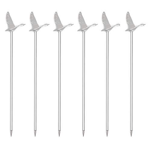 DEEKOUDT Stainless Steel Greylag Goose Martini Cocktail Picks for Fruit,Cocktail,Party,Wedding Set of 6 (Silver) - Image 1