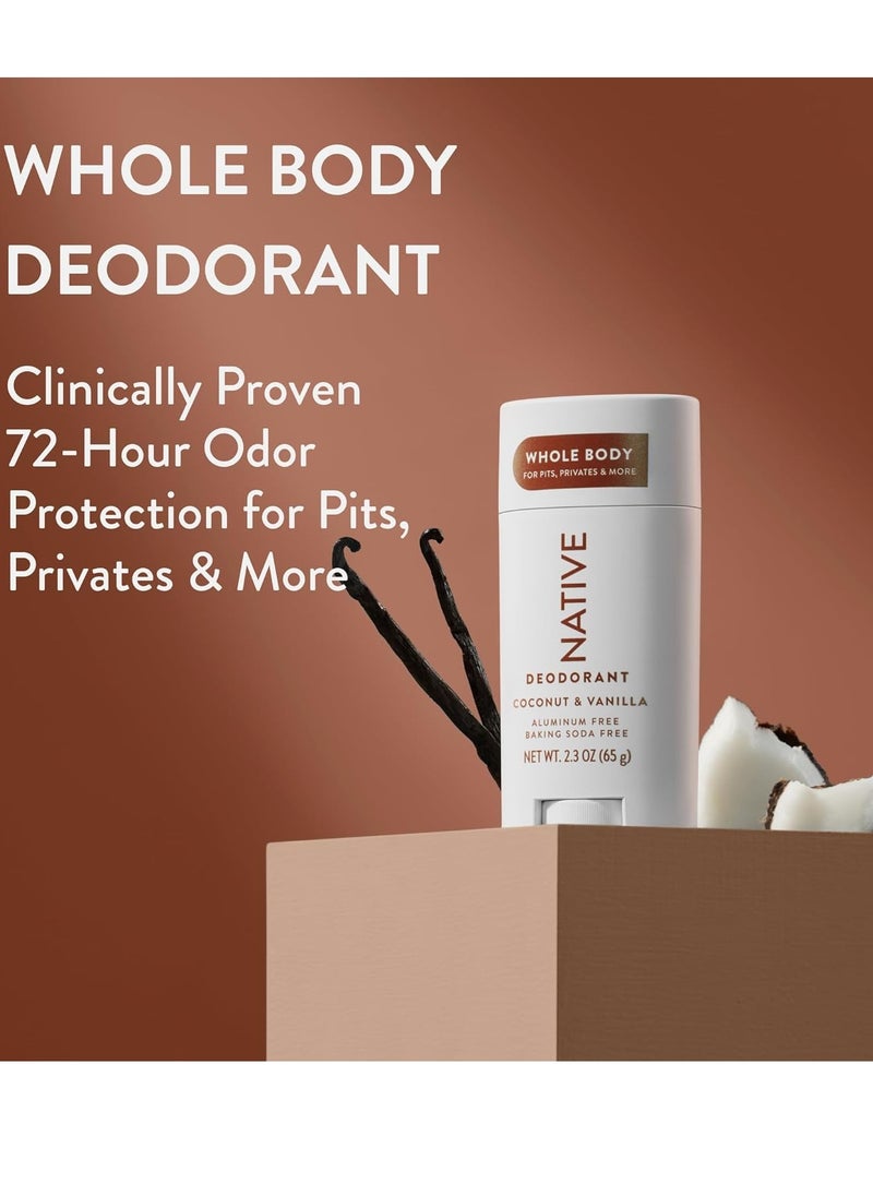 native Native Whole Body Deodorant Stick Contains Naturally Derived Ingredients, Deodorant for Men and Women | 72 Hour Odor Protection, Aluminum Free with Coconut Oil and Shea Butter | Coconut & Vanilla  - Image 4
