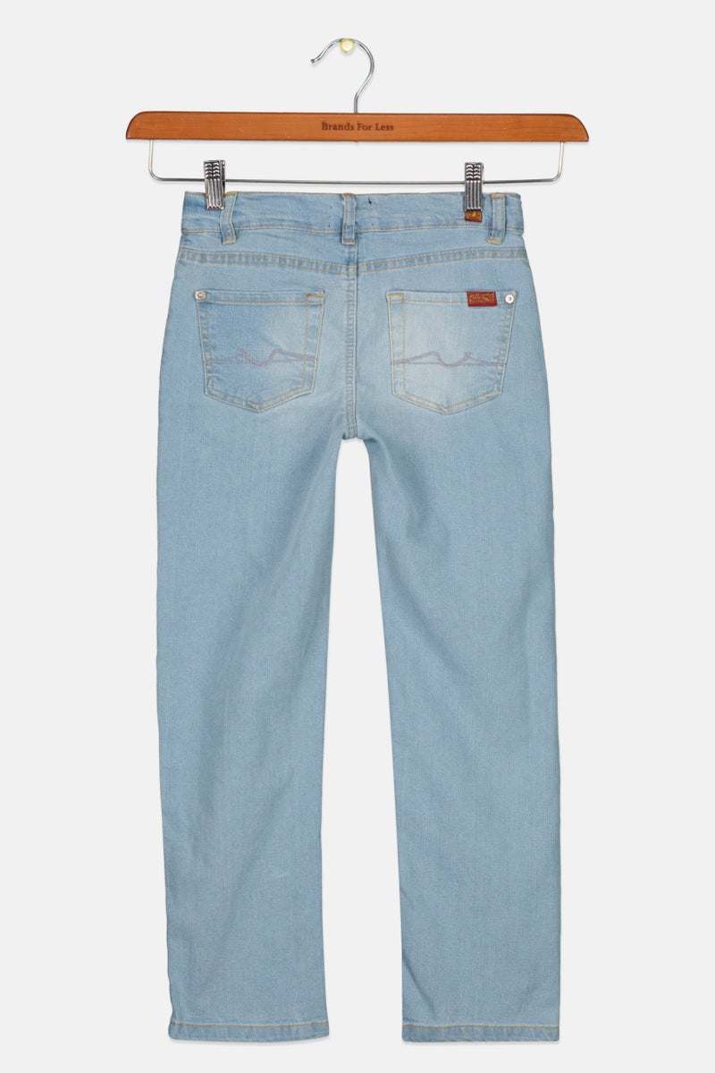 7 FOR ALL MANKIND Kids Boy Slim Fit Solid Denim Jeans, Wash Blue  - Image 2