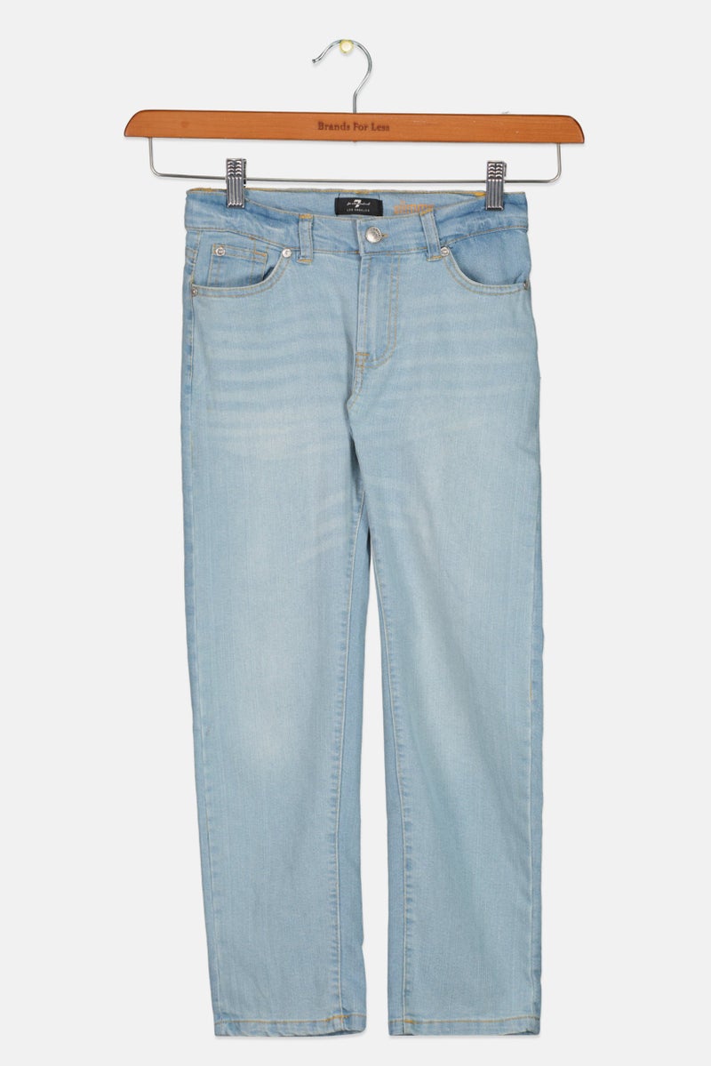 7 FOR ALL MANKIND Kids Boy Slim Fit Solid Denim Jeans, Wash Blue  - Image 1