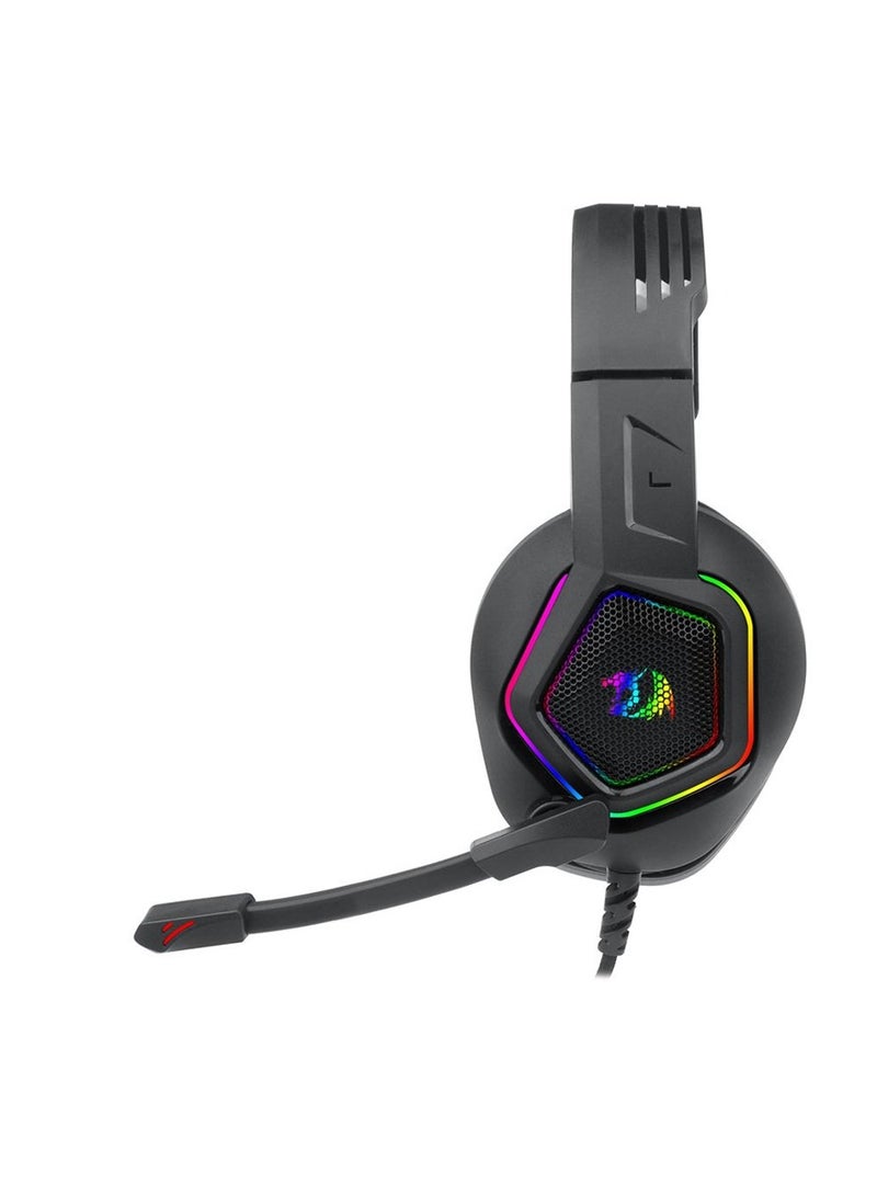 REDRAGON REDRAGON MEDEA H280 Wired RGB Gaming Headset – Surround Sound, Noise-Canceling Mic, Comfortable Over-Ear Design for PC, PS4, Xbox & More (Black) - Image 2