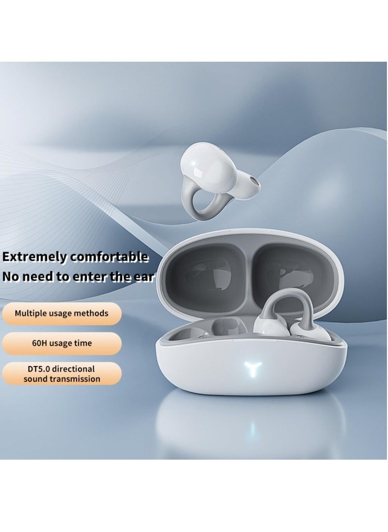 Generic Bone conduction earphones, wireless clip-on earphones, high sound quality, long battery life, low latency, noise canceling earphones (white)  - Image 2