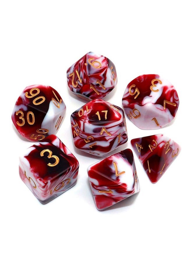 CREEBUY DND Dice Set Red Mix White Dice for Dungeon and Dragons D&D MTG 7-Die RPG Polyhedral Dice - Image 1