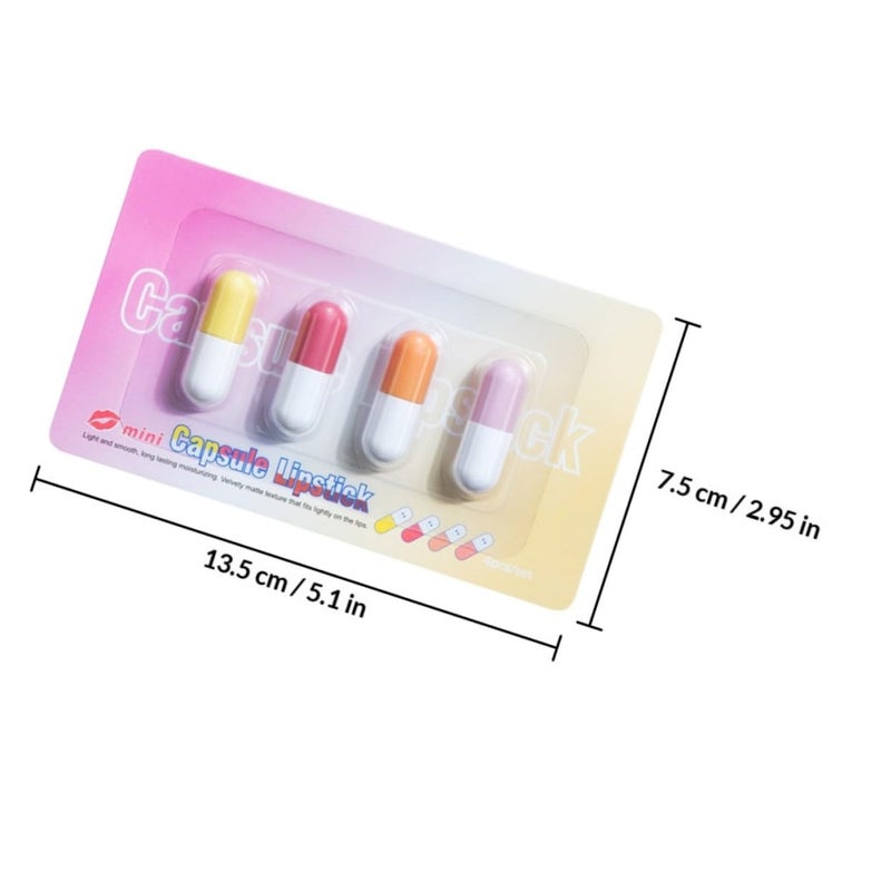 Matte Lipstick Set 4pcs Mini Capsule Lipsticks Assorted Colors for Women Korean Makeup Makeup Travel Lip Gloss and Lip Plumper Random Color - Image 2