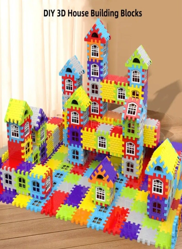 XVersion Magnetic blocks DIY 3D House Building Blocks Set – 228 Pcs with Storage Box & 55 Window Panels – Creative Interlocking Construction Toy for Kids – Colorful Educational Block Kit - Image 3