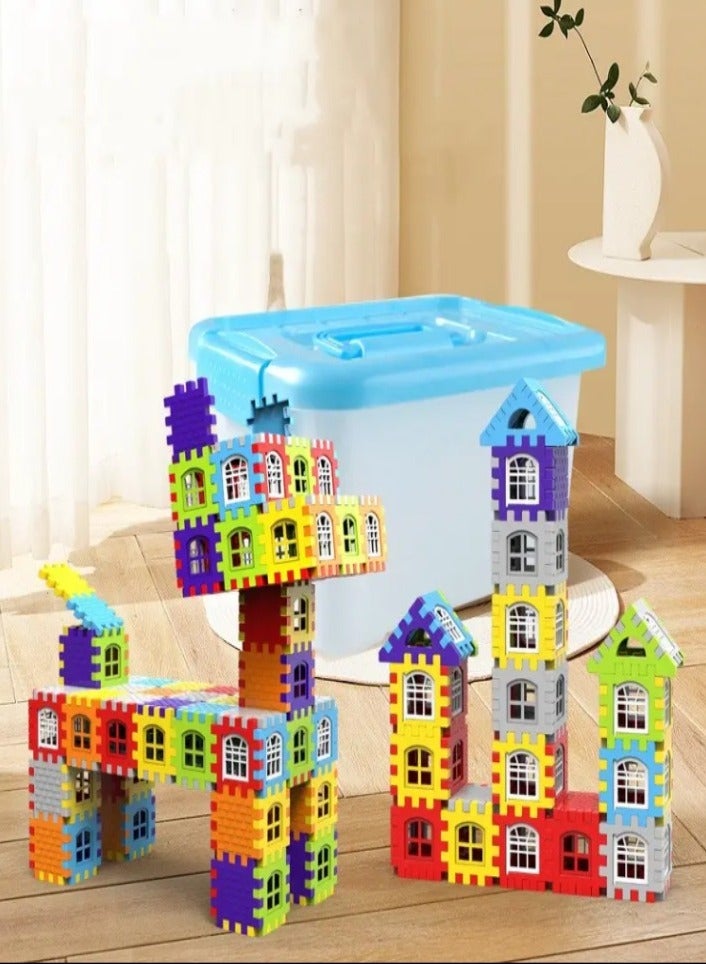 XVersion Magnetic blocks DIY 3D House Building Blocks Set – 228 Pcs with Storage Box & 55 Window Panels – Creative Interlocking Construction Toy for Kids – Colorful Educational Block Kit - Image 2