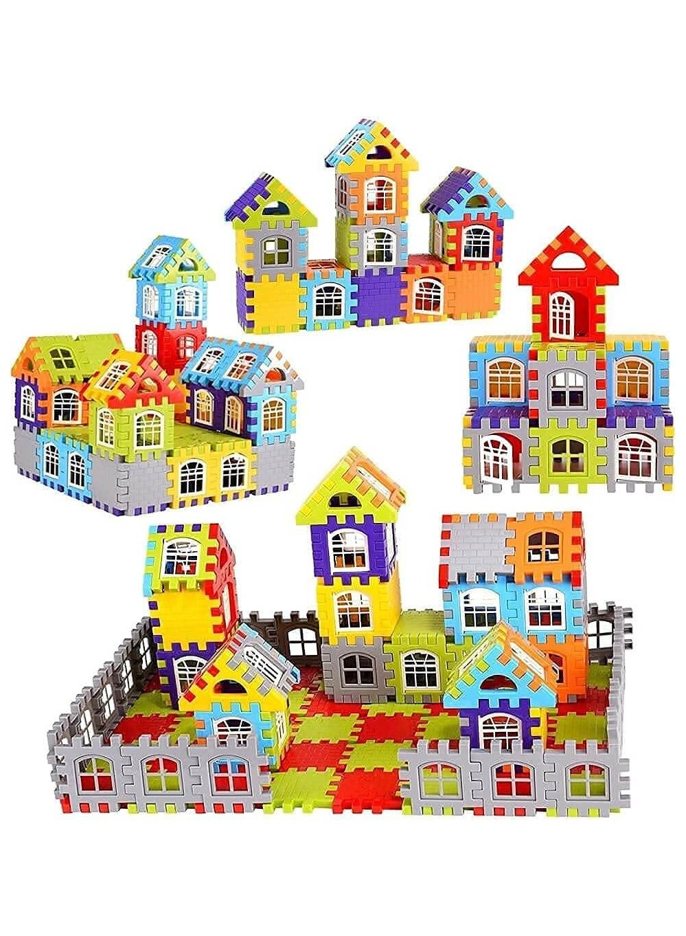 Magnetic blocks DIY 3D House Building Blocks Set – 228 Pcs with Storage Box & 55 Window Panels – Creative Interlocking Construction Toy for Kids – Colorful Educational Block Kit