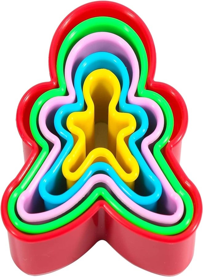 Bake House Two Side Gingerbread Man and Christmas Tree Shape Cookie Cutters,Biscuit Cutters and Fondant Cake Cutters, Set of 5 PCS, Each Assorted Color - Image 2