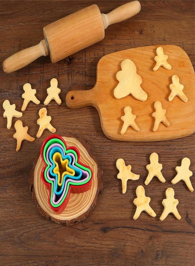 Bake House Two Side Gingerbread Man and Christmas Tree Shape Cookie Cutters,Biscuit Cutters and Fondant Cake Cutters, Set of 5 PCS, Each Assorted Color - Image 4