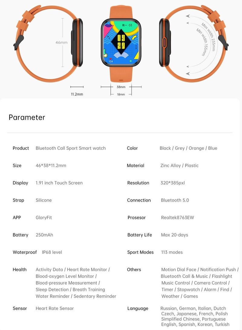 RollsTimi  Sports Men's Smartwatch Fitness Tracker Waterproof Smart Watch for Men Women, Heart Rate Monitor, Bluetooth Calls - Image 5