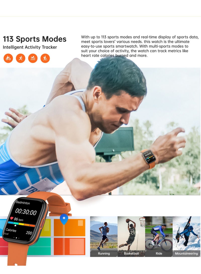 RollsTimi  Sports Men's Smartwatch Fitness Tracker Waterproof Smart Watch for Men Women, Heart Rate Monitor, Bluetooth Calls - Image 3