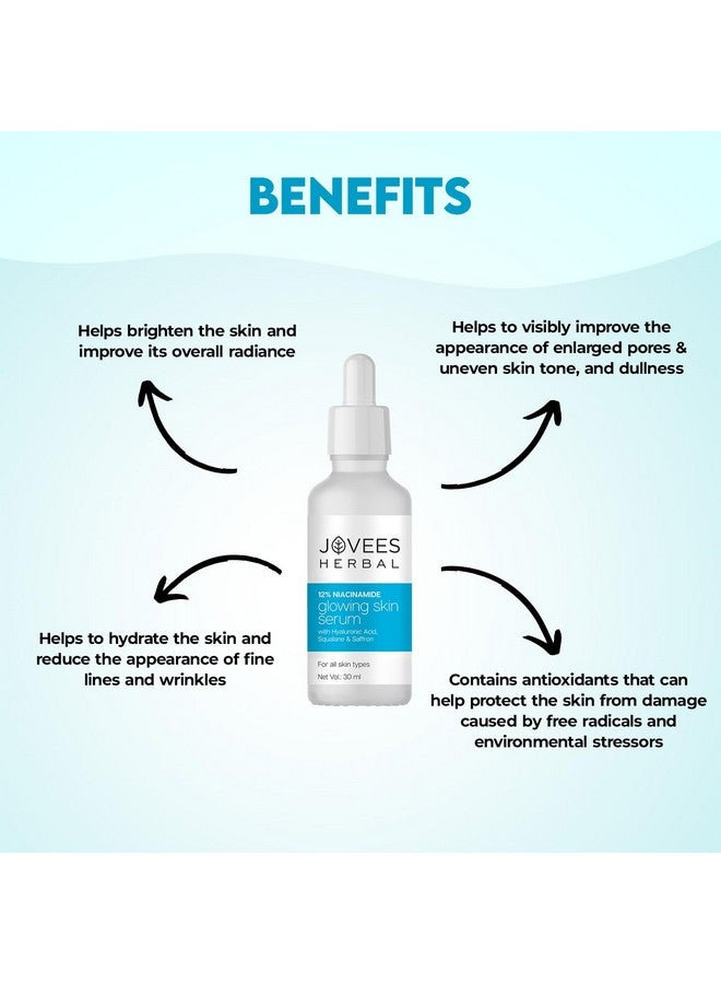 Jovees Herbal 12% Niacinamide Glowing Skin Serum With Hyaluronic Acid Squalane & Saffron Reduces Dullness Hydrates & Repairs Skin For Day And Night Use For All Skin Type 30 Ml - Image 4