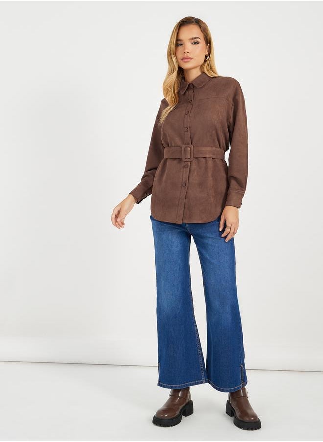 Suede Look Relaxed Fit Belted Shirt - pzsku/Z95B981CE71A245EC456DZ/45/_/1732387063/c8418fbc-ab7b-4bda-b3d5-f0895b2f11aa