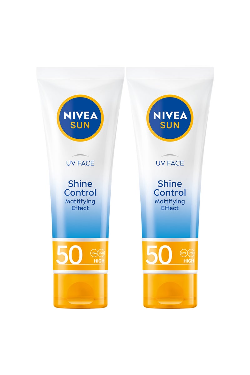 Nivea Sun Uv Face Shine Control Spf 50 Cream Pack Of 2 - Image 1