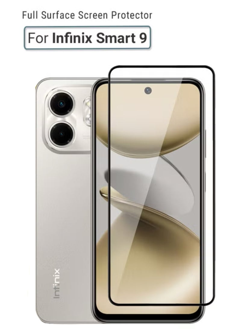 For Infinix Smart 9 Screen Protector – Edge to Edge Tempered Glass Screen Protector, High Transparency, Delicate Touch, Anti-Explosion, Smooth Arc Edges, Easy Installation