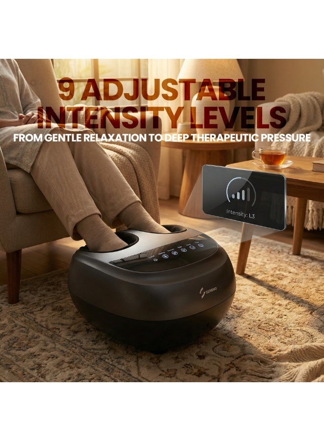Sereno Life Midnight Electric Foot Massager Machine with Heat, Air Compression, Rolling Massage, 3 Modes & 9 Intensity Levels – Foot Massager for Pain Relief & Circulation – Home Foot Massage Device - Image 4