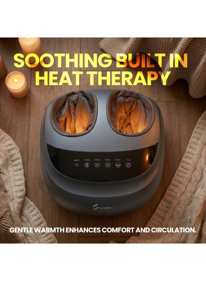 Sereno Life Midnight Electric Foot Massager Machine with Heat, Air Compression, Rolling Massage, 3 Modes & 9 Intensity Levels – Foot Massager for Pain Relief & Circulation – Home Foot Massage Device - Image 5