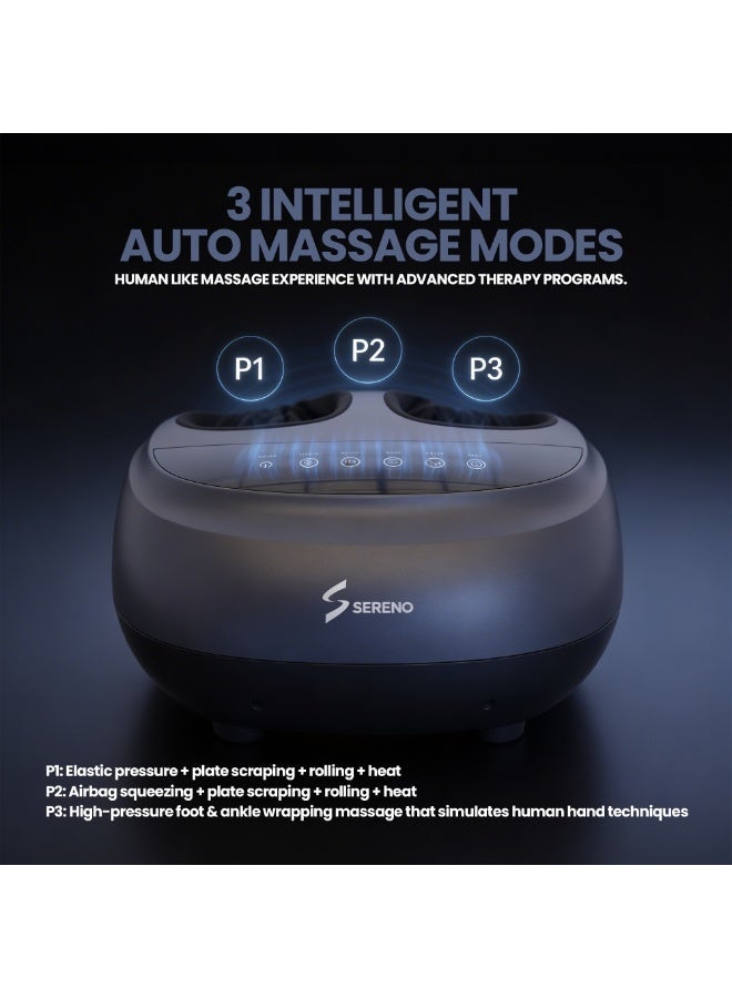 Sereno Life Midnight Electric Foot Massager Machine with Heat, Air Compression, Rolling Massage, 3 Modes & 9 Intensity Levels – Foot Massager for Pain Relief & Circulation – Home Foot Massage Device - Image 3