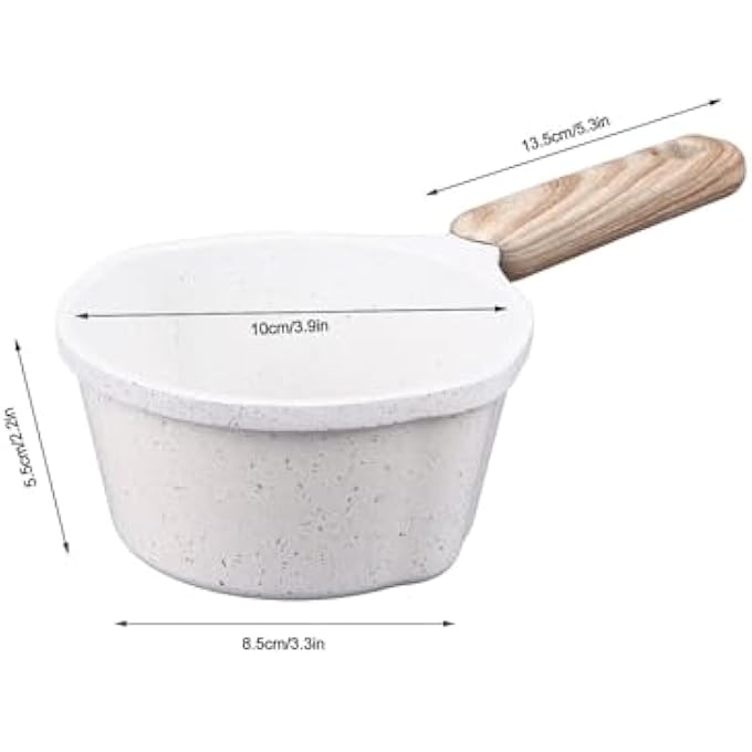 BROLEO Nonstick Sauce Pan Small Soup Pot Mini Milk Pot Pan With Pour Spout Nonstick Small Cooking Pot Frying Pot Maifanstone Melting Pot For Induction Electric Gas Stoves White - Image 4