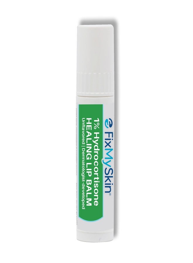 FixMySkin 1% Hydrocortisone Healing Lip Balm, Unflavored – Soothes Dry, Cracked & Irritated Lips, Relieves Chapped Lips, Cold Sores & Eczema, Dermatologist Developed, Travel-Friendly Tube, 0.15 oz - Image 1