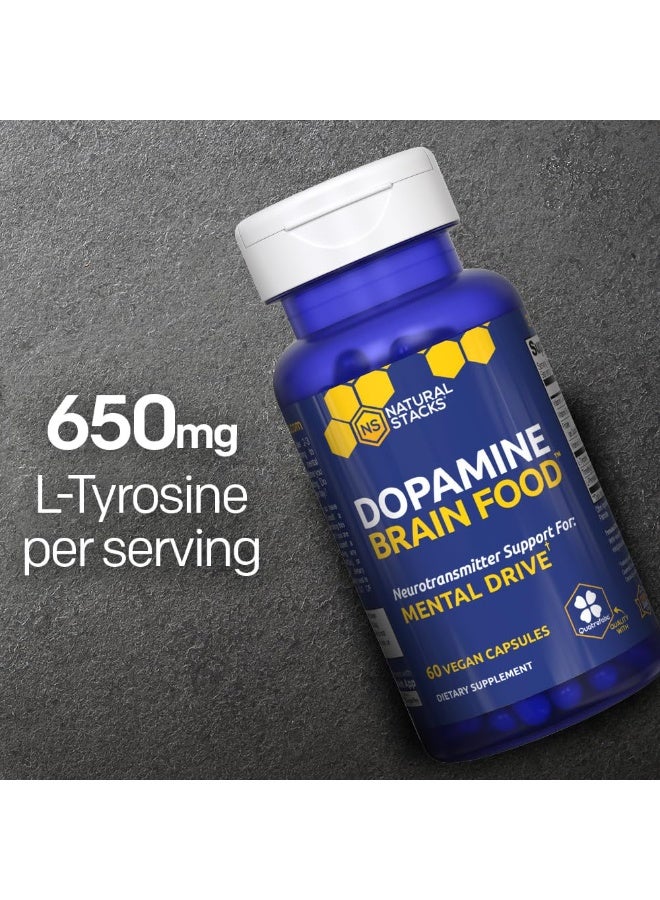 ناتشورال ستاكس مغذاء الدماغ لمنشط الدوبامين – مكمل L-تايروزين بكمية 650 ملغ – مكمل الدوبامين لتحسين التركيز والدوافع العقلية – يدعم الطاقة العقلية – دعم الناقلات العصبية بفيتامينات المجموعة ب – 60 كبسولة - Image 3