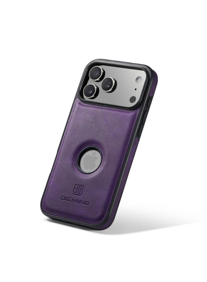 DGMING Case Cover Premium Leather Back with Logo CutOut Shockproof Compatible with  Iphone 17 Pro (Purple) - Image 1