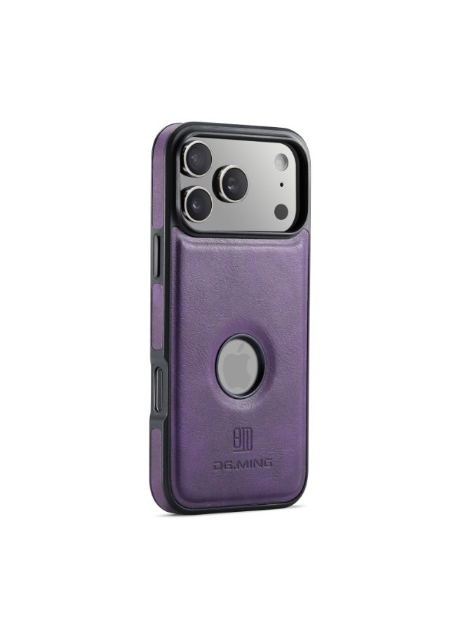 DGMING Case Cover Premium Leather Back with Logo CutOut Shockproof Compatible with  Iphone 17 Pro (Purple) - Image 2