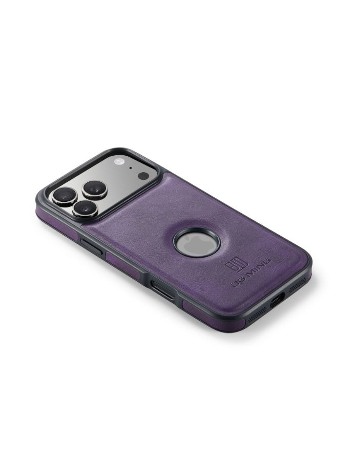 DGMING Case Cover Premium Leather Back with Logo CutOut Shockproof Compatible with  Iphone 17 Pro (Purple) - Image 3