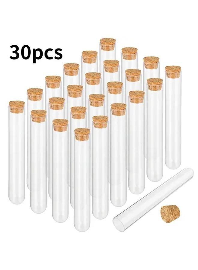 30pcs Plastic Test Tubes 35ml With Cork Stoppers For Scientific Experiments Candy Storage - Image 1