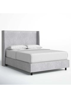 A to Z Furniture Goodrich Velvet Upholstered Bed 200x200cm Super King Bed in Grey Color 