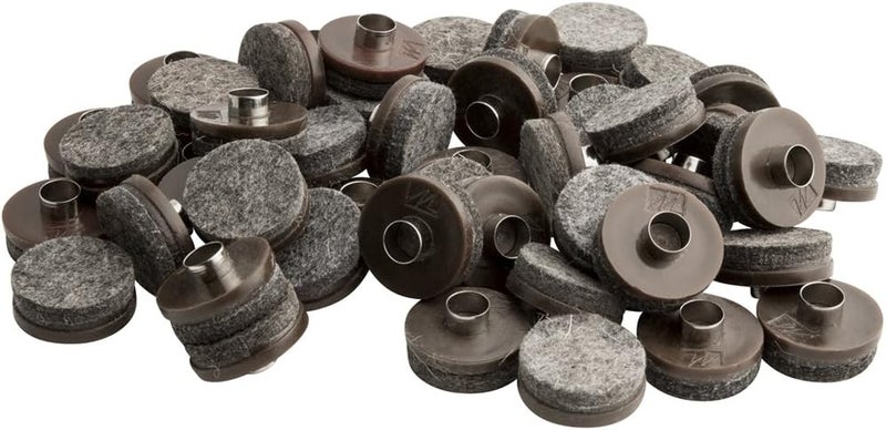 SoftTouch 78 Round NailOn Felt Furniture Glides  Surface Protection for Wooden Furniture Brown 48 Pack - Image 1