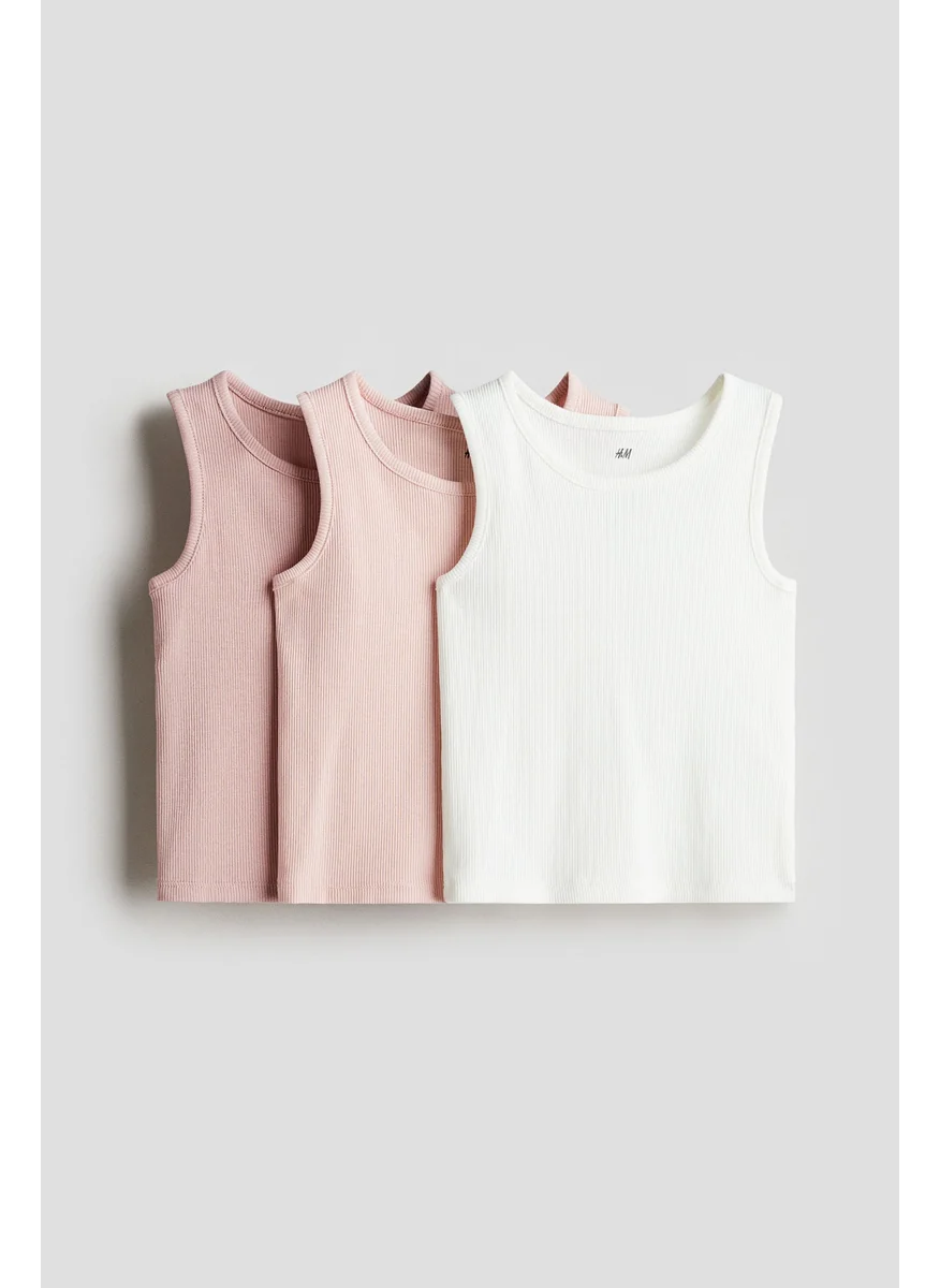 H&M 3-Pack Ribbed Vest Tops