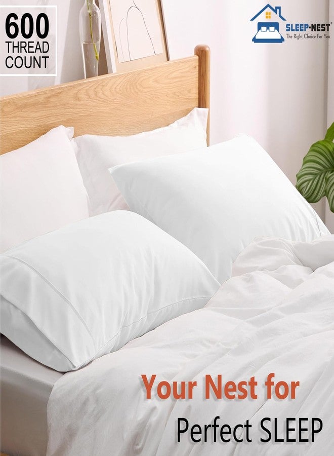SLEEP-NEST Queen Pillowcases Set of 2 - 20x30, 100% Cotton, 600 Thread Count Pillow Covers, Soft & Breathable Luxury Pillow Cases with Open Ended Closure, Durable & Elegant Bedding - Image 5