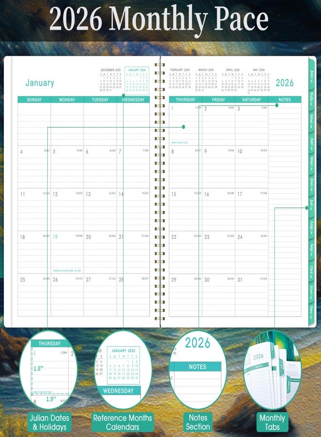 Pinchoco 2025-2026 Monthly Planner - Monthly Planner 2025-2026, JUL. 2025 - DEC. 2026 Monthly Planner with Notes, 8.5" x 11", 2025-2026 Calendar Monthly Planner with Holidays and Back Pocket, Twin-Wire Binding - Image 3