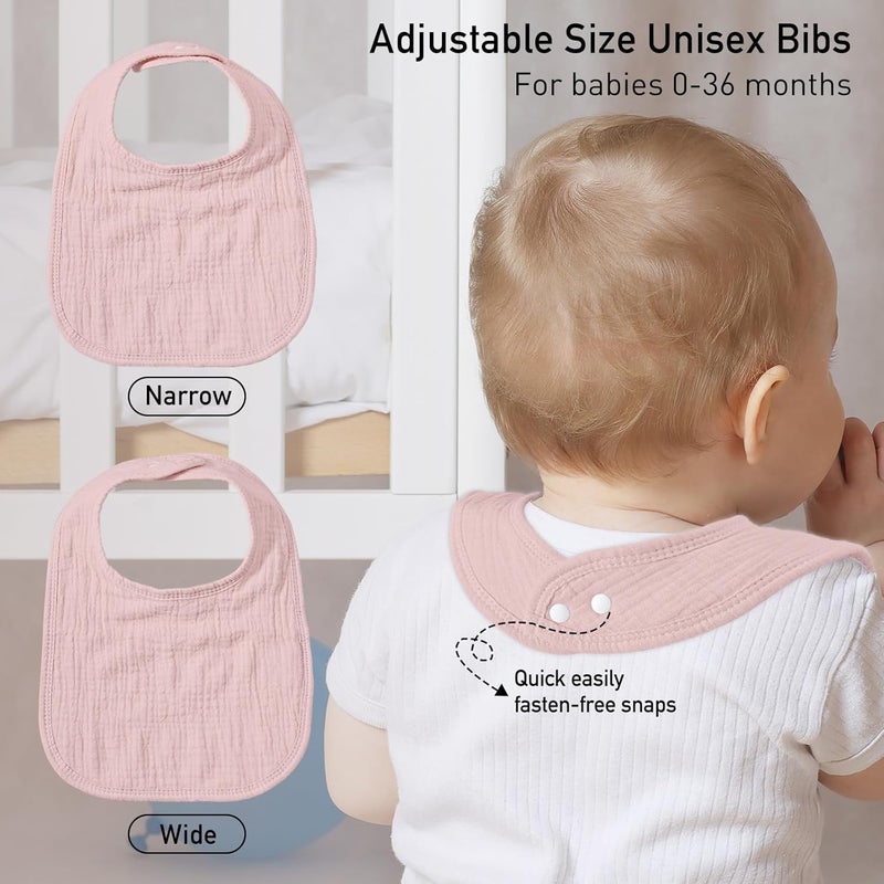 Muslin Drool Bibs for Boys Girls 6 Pack - Adjustable Baby Bibs for Drooling and Teething (Rosie Rainbow) - Image 5