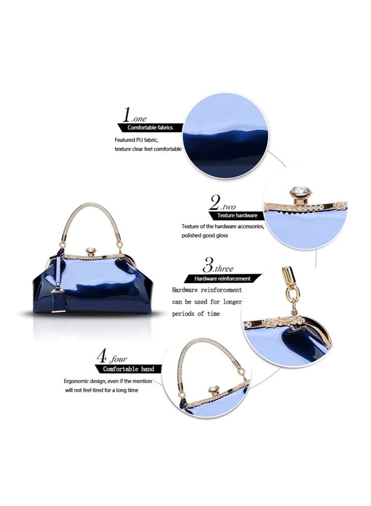 SHABILI Women Elegant PU Leather Tote Cross Bags Ladies Bag, Ladies Small Shoulder Satchel Handbag with Tassel Decoration and Zipper Closure, Fashion Purse for Casual Work Evening Daily Travel Use (Blue) - Image 3