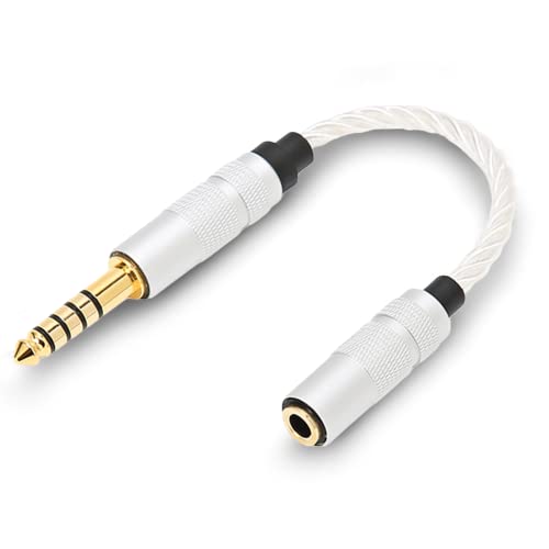 Sanpyl 4.4mm Male to 3.5mm Female Headphone Adapter, Silver Plated 4.4mm Balanced to 3.5mm Stereo Adapter Cable Headphone Jack Converter Cord for NW‑ZX300A NW‑WM1 - Image 1