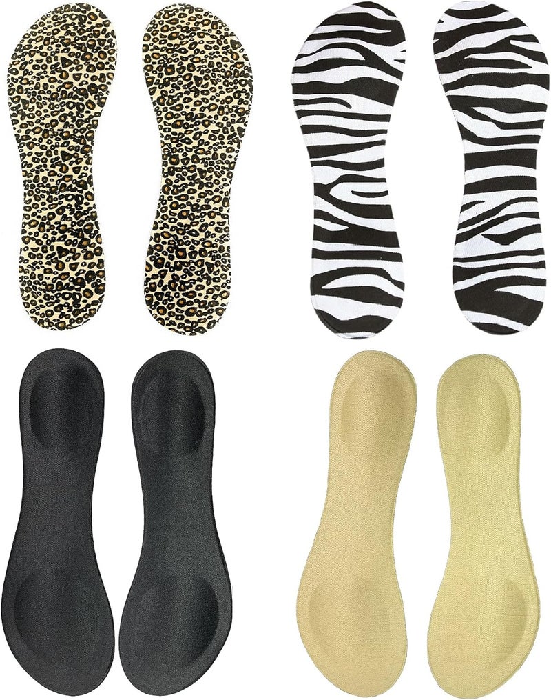 Happystep 3/4 Length Women Thin Shoe Insoles for High Heels, Pumps, Open Toes, Flats, and Sandals, Cushion for Heel and Ball of The Foot, Shock Absorption (US Women Size 5-7, 4 Pairs)