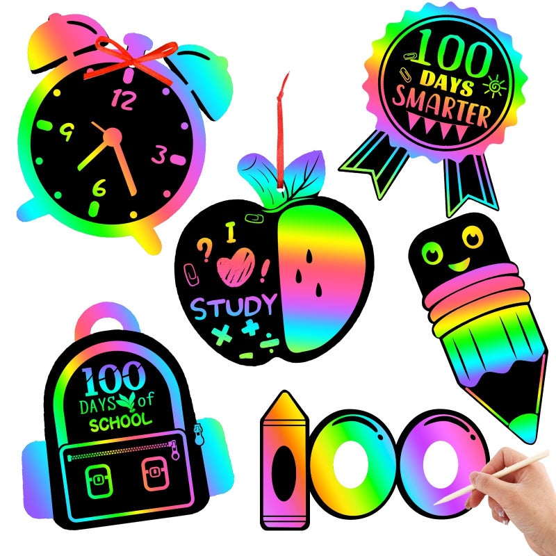 JULMELON 36PCS Valentines Day Crafts for Kids, Valentineâ€™s Hearts Rainbow Scratch Cards for Galentines Day Decorations Creative Kids Classroom Activities School Party Favors Gift Exchange - Image 1