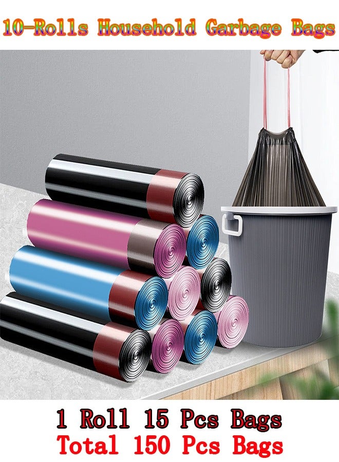 10-Rolls Household Garbage Bags,Garbage Can Plastic Trash Bags,Drawstring Portable Classification Bag for Home Kitchen/Office/Hotels/Schools - Image 1