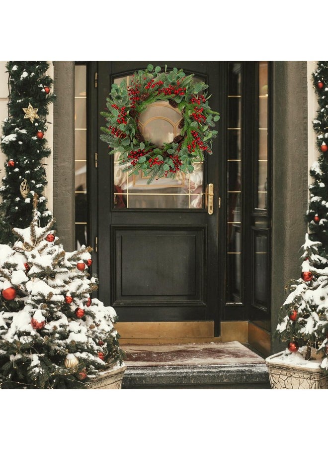 Dremisland 24 Inch Artificial Christmas Wreath for Front Door Large Christmas Wreath with Red Berry Real Touch Pine Cones Winter Wreath Front Door Christmas Decorations Window Home Holiday Xmas Decor - pzsku/Z95BA055F8C2C41FE5218Z/45/_/1740982580/12447129-c91f-4738-9a67-b576235bc3af