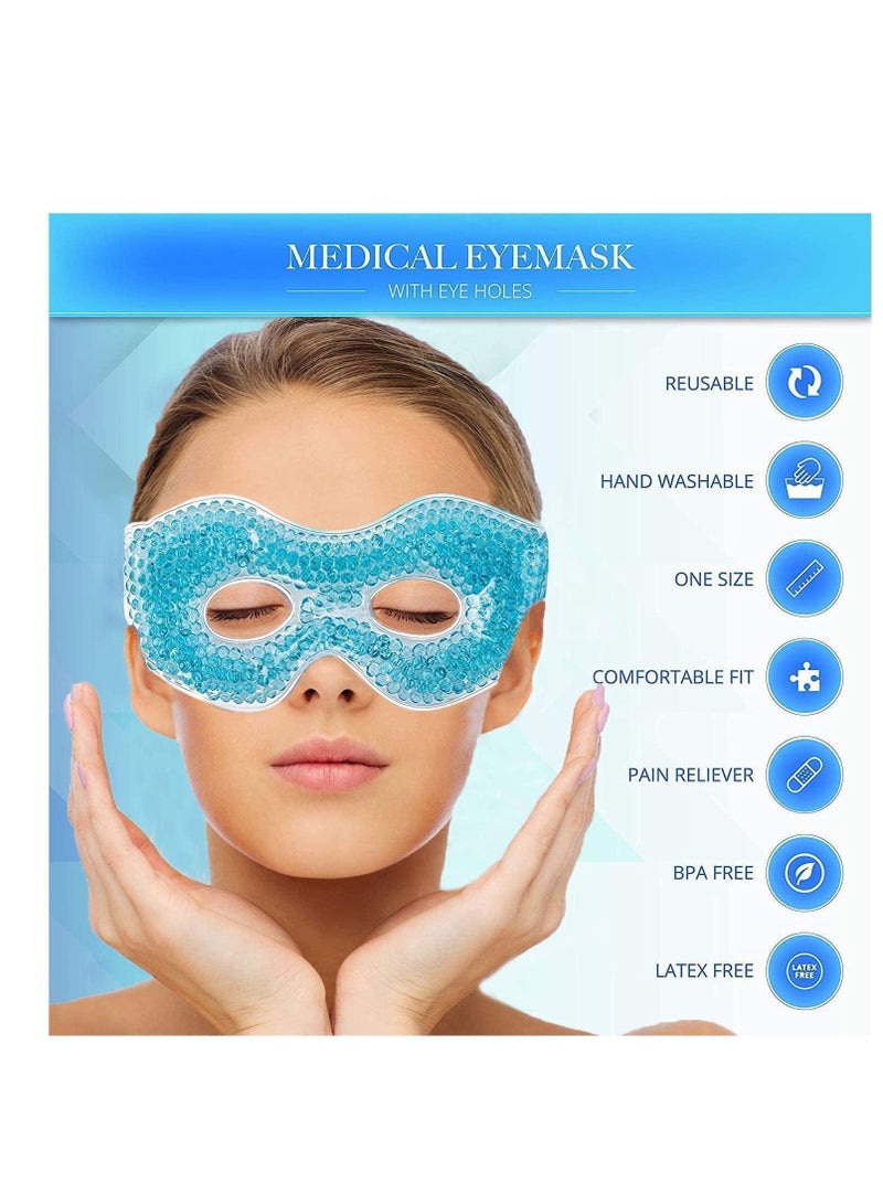 Y&D Gel Eyemask with Eye Holes, Hot Cold Compress Pack Therapy, Cooling for Puffy Eyes, Dry Headaches, Migraines, Dark Circles, Sinus, Reusable Facemask - Image 2
