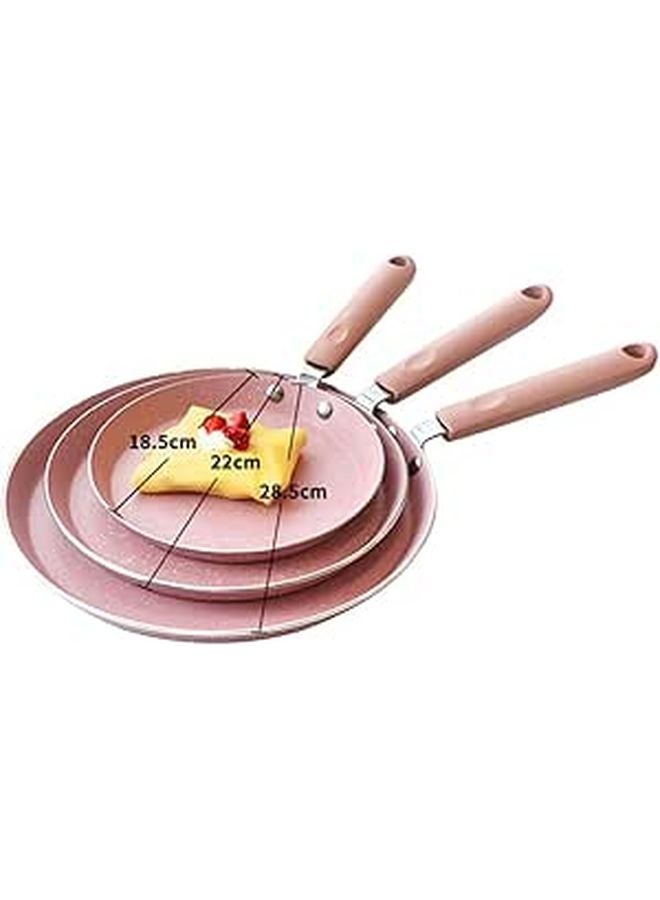 8 Inch Non Stick Frying Pan Lightweight Aluminum Omelette Pancake Pink Coating - Image 1