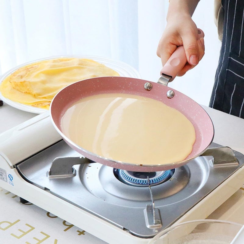 8 Inch Non Stick Frying Pan Lightweight Aluminum Omelette Pancake Pink Coating - Image 4