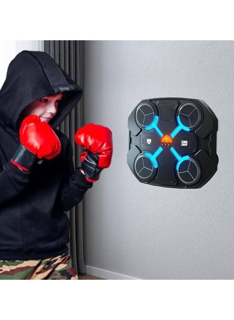Generic Musical Boxing Machine, Smart Wall Mounted Punching Machine, 3 Levels Speed ​​and Mode Adjustment, USB Charging, One Punch Boxing Game Training Equipment, with LED Light, Black  - Image 5