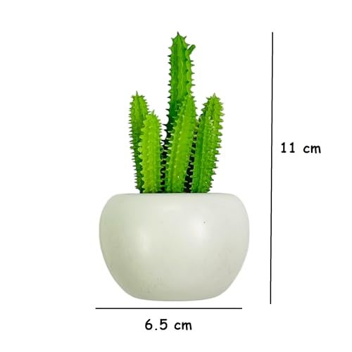 KRIWIN Magnetic Cactus Planter, 11 cm x 6.5 cm White Pot, Decorative Fridge Magnet with Artificial Succulent - Image 2