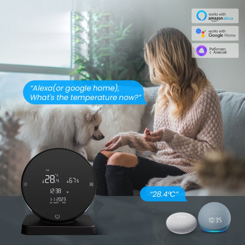 LCD Display IR Remote Controller USB Rechargeable Temperature and Humidity Detector - Accurate Hygrothermograph for Office Home with Mobilephone Connectivity - Image 3