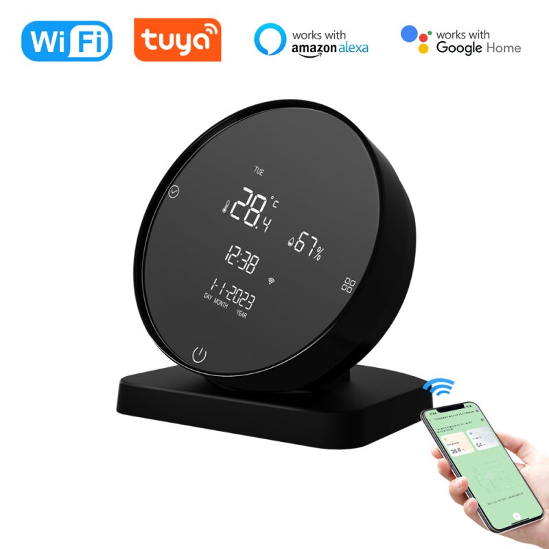 LCD Display IR Remote Controller USB Rechargeable Temperature and Humidity Detector - Accurate Hygrothermograph for Office Home with Mobilephone Connectivity - Image 1
