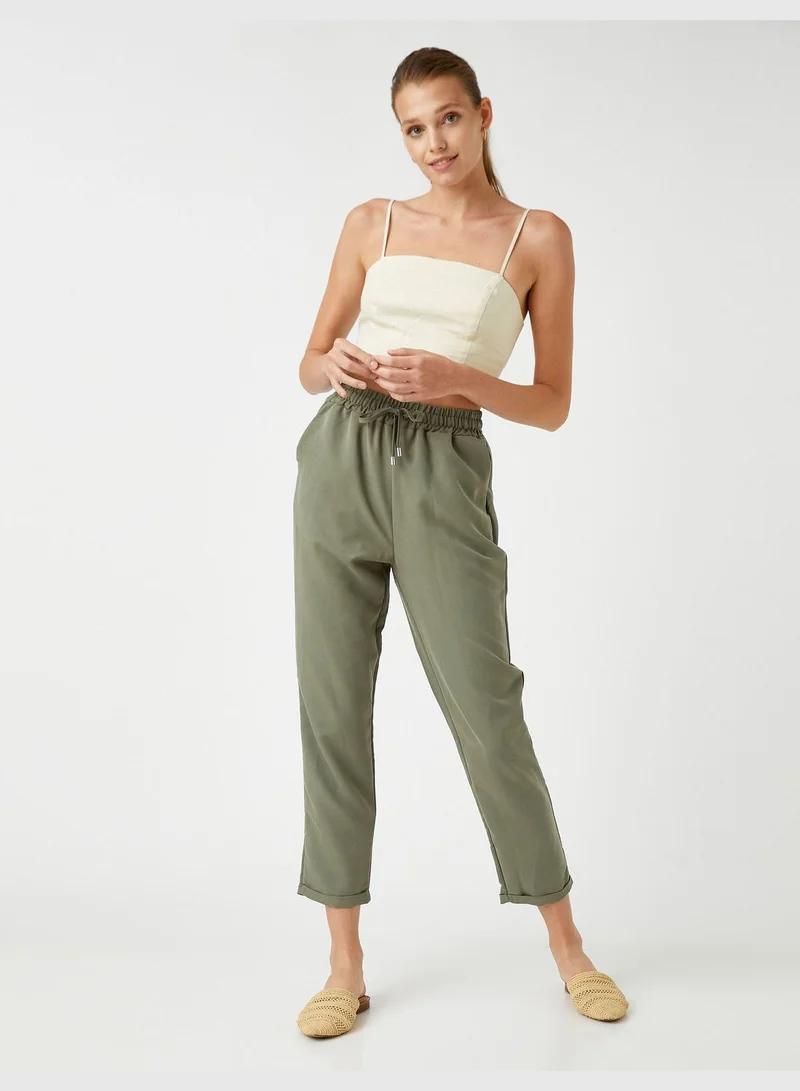 KOTON Drawstring Carrot Trousers Modal Blended