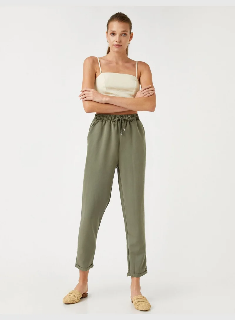 KOTON Drawstring Carrot Trousers Modal Blended
